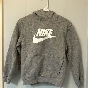 Nike heather gray kids’s size large pull over hoodie sweatshirt.